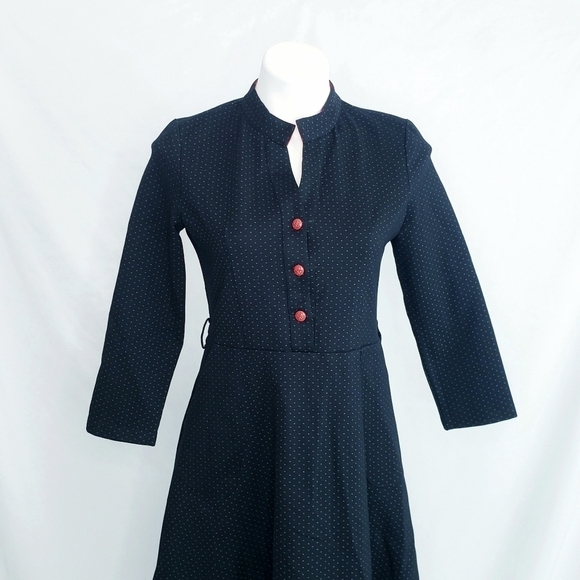 NWT Cyanine Sea Polka Dot Fit & Flare Dress Pin-up Rockabilly - Picture 2 of 11